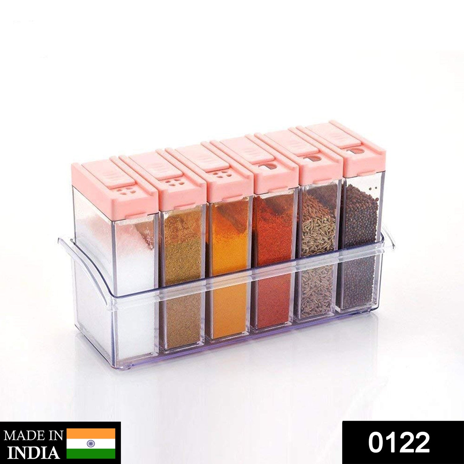 Plastic Spice Jars (6 pcs, 14x22x8cm, Multicolour) - Springkart 