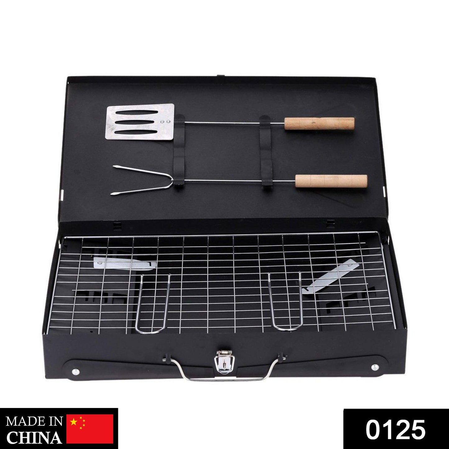 Stainless Steel Briefcase Style Barbecue Grill Toaster (Medium, Black) - Springkart 