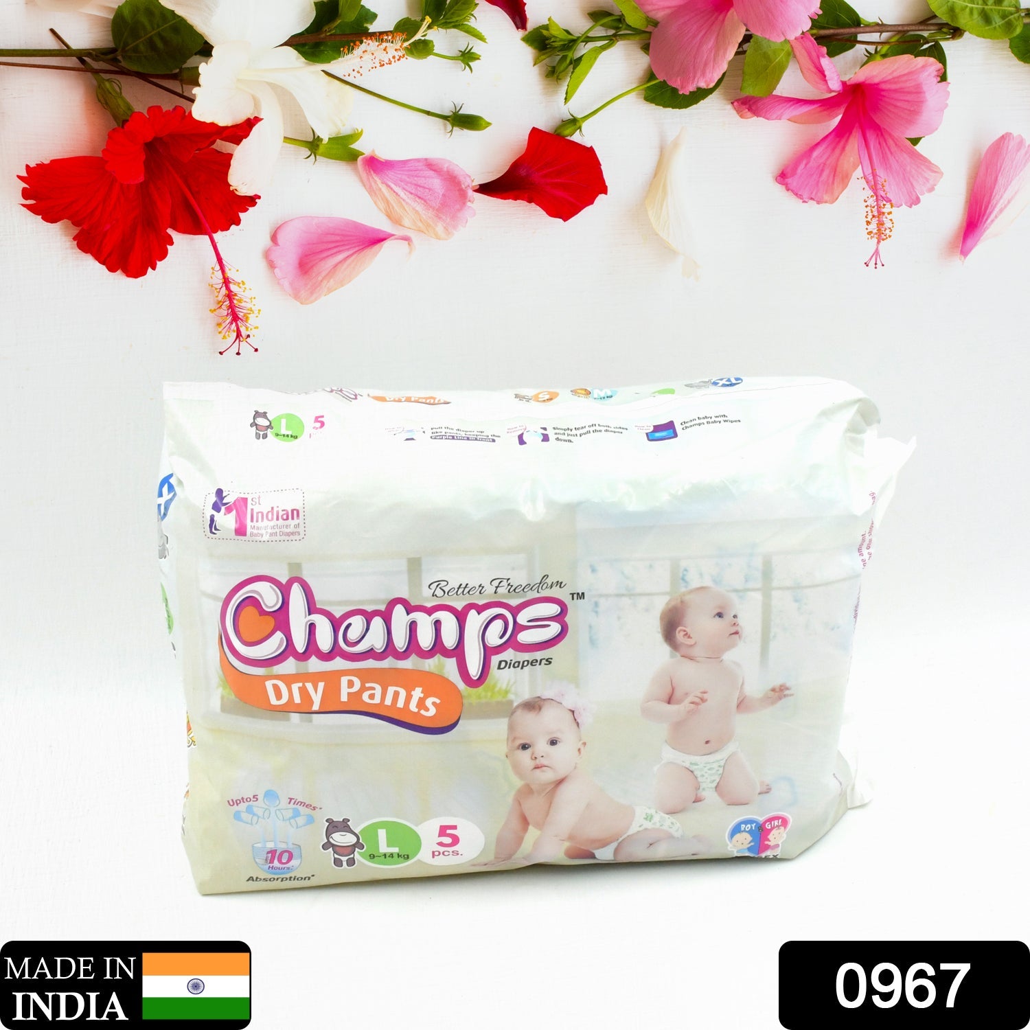 Champs Small Baby Large Diaper Pants (5 Pcs): Ultra-Absorbent for Travel - Springkart 