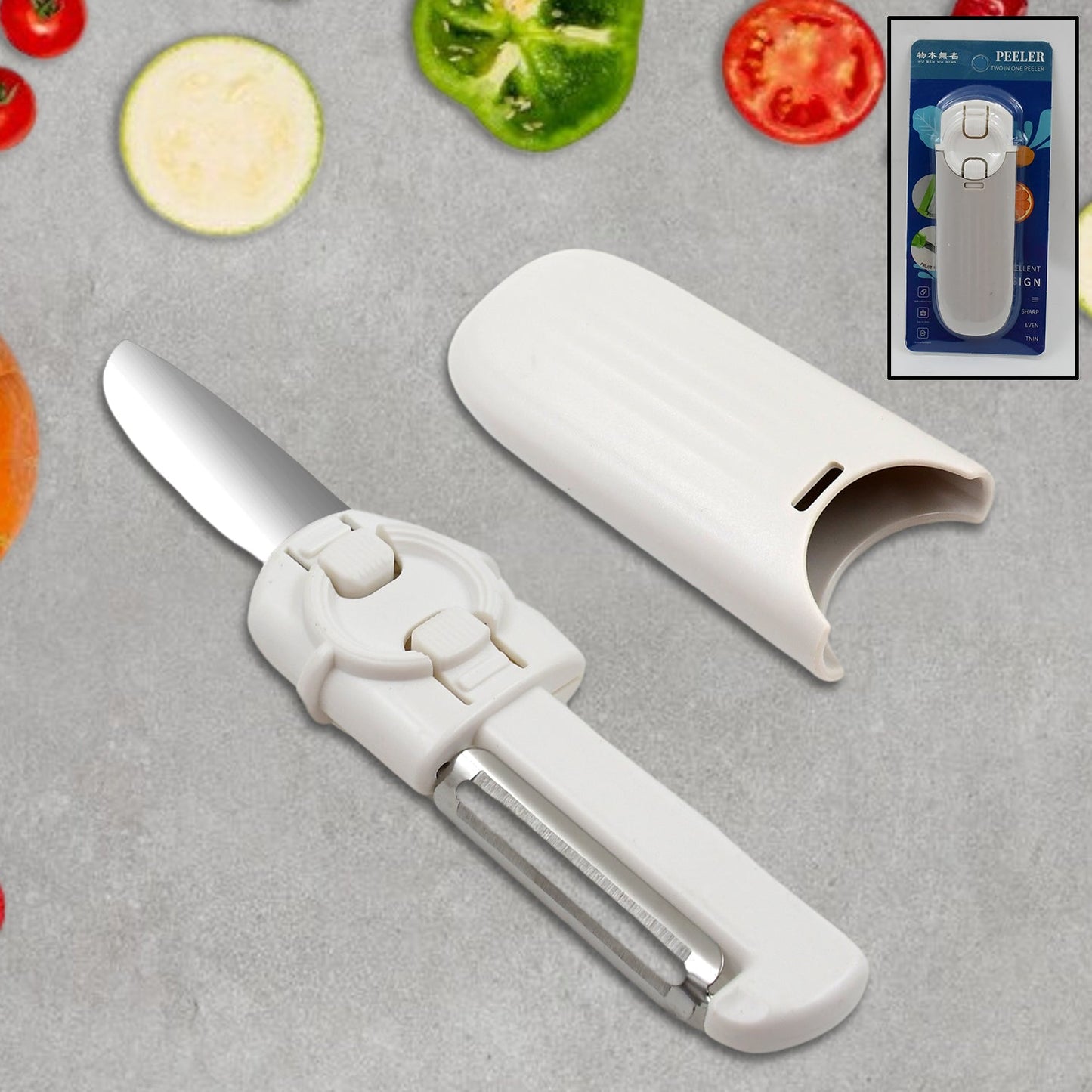 Dual-Use Knife and Peeler, 2-in-1 Stainless Steel Blades Wiith case (1 Pc) - Springkart 