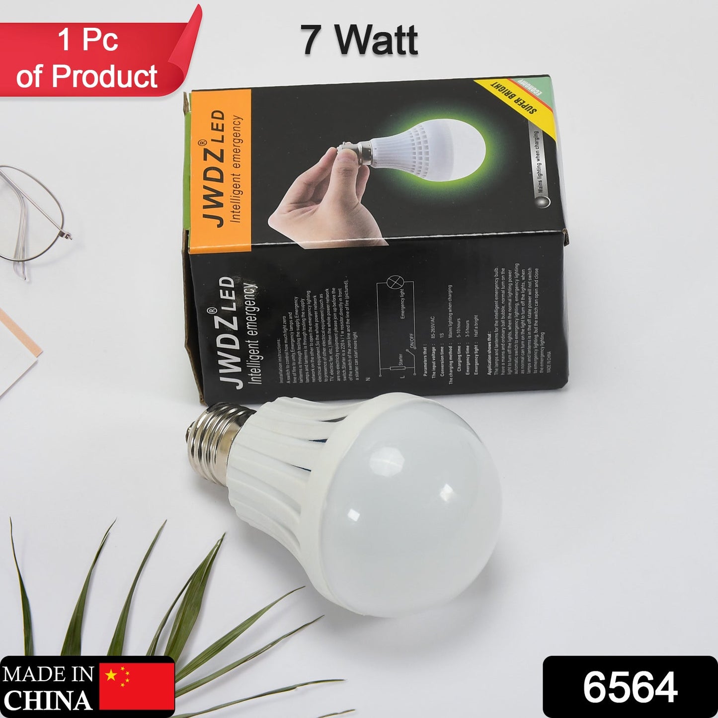 LED bulb in packaging.