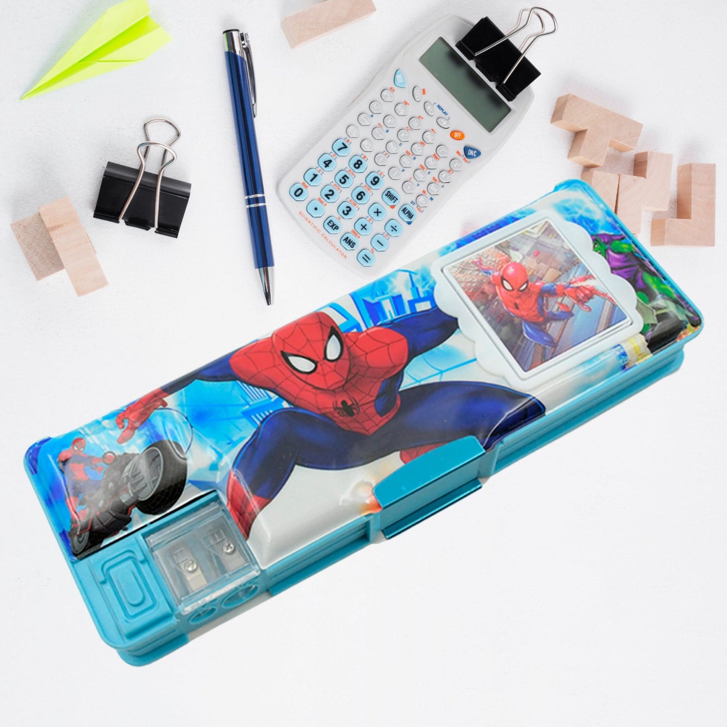 Cartoon Multi-functional Geometry Box with Calculator & Double Sharpener - Springkart 