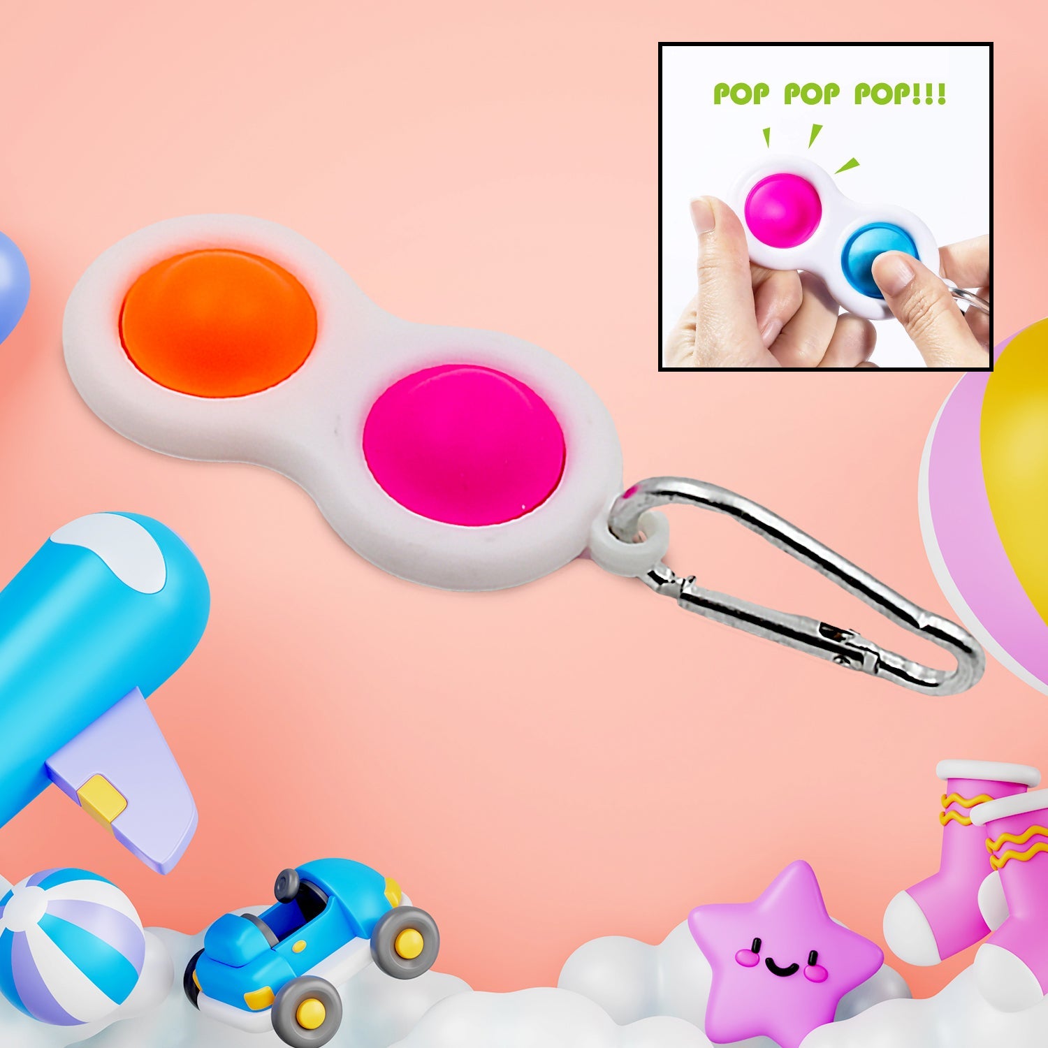 Simple Dimple Fidget Toy Mini Keychain - Springkart 