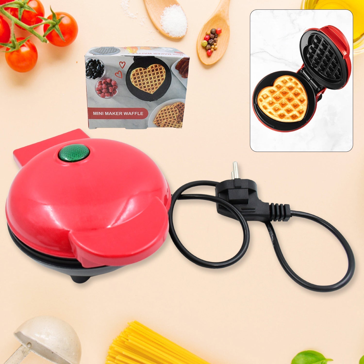 Mini Waffle Maker Machine Waffle Iron Home Appliances Kitchen Gift Easy To Clean, On-Stick Surfaces, Perfect Breakfast, Dessert, Sandwich, Cakes, Other Snacks Machine - Springkart 