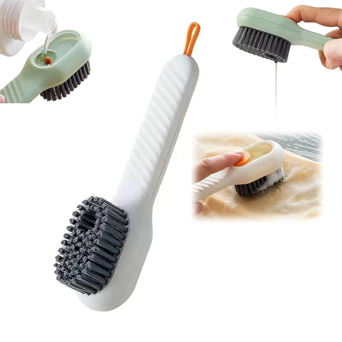 Multifunctional Scrubbing Brush with Liquid / Soap Dispenser, Cleaning Brush with Liquid / Soap Dispenser, Shoe Brush for Cleaning, Cloth Cleaning Brush with Handle Liquid Shoe Brush For Shoe Clothes (1 Pc) - Springkart 