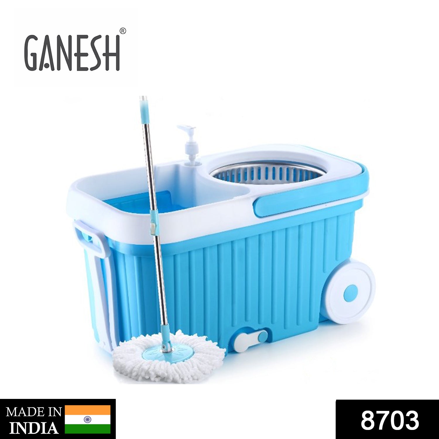 Spin Mop with Bigger Wheels and Plastic Auto Fold Handle for 360 Degree Cleaning - Springkart 