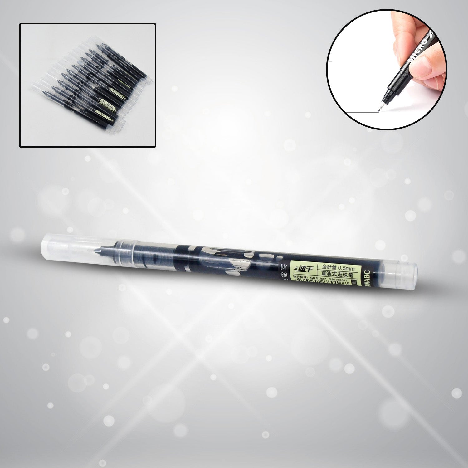 Large Black Roller ball Pens / Gel Pen Set Drawing Writing Pen 0.5 mm (12 Pcs Set) - Springkart 