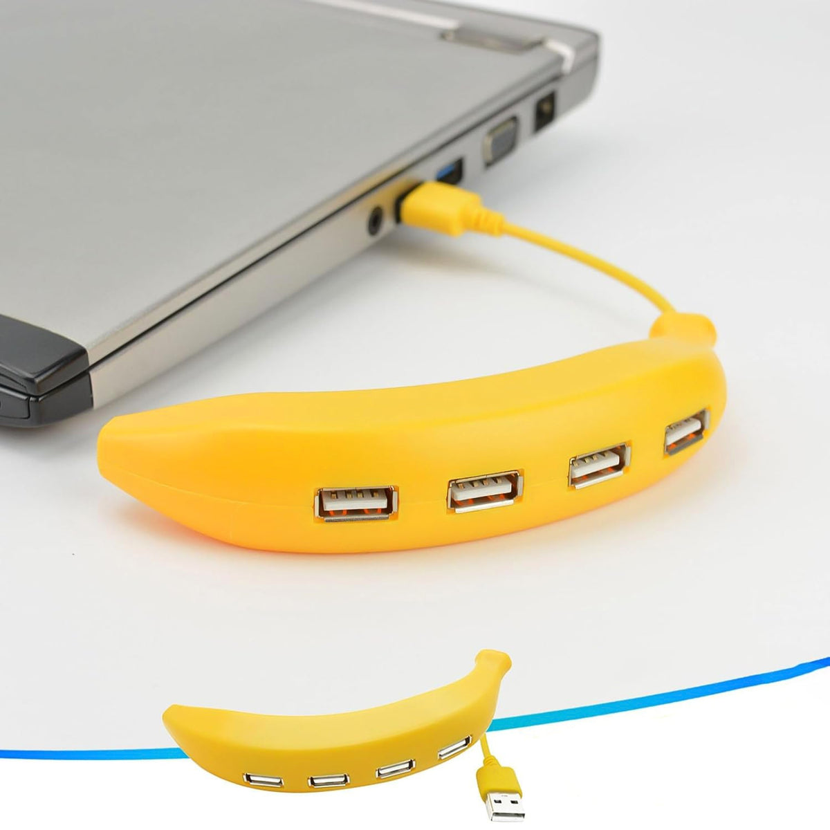Banana Shape USB Hub, 2.0 Hub USB Splitter, 4-Port USB Hub (1 Pc) - Springkart 
