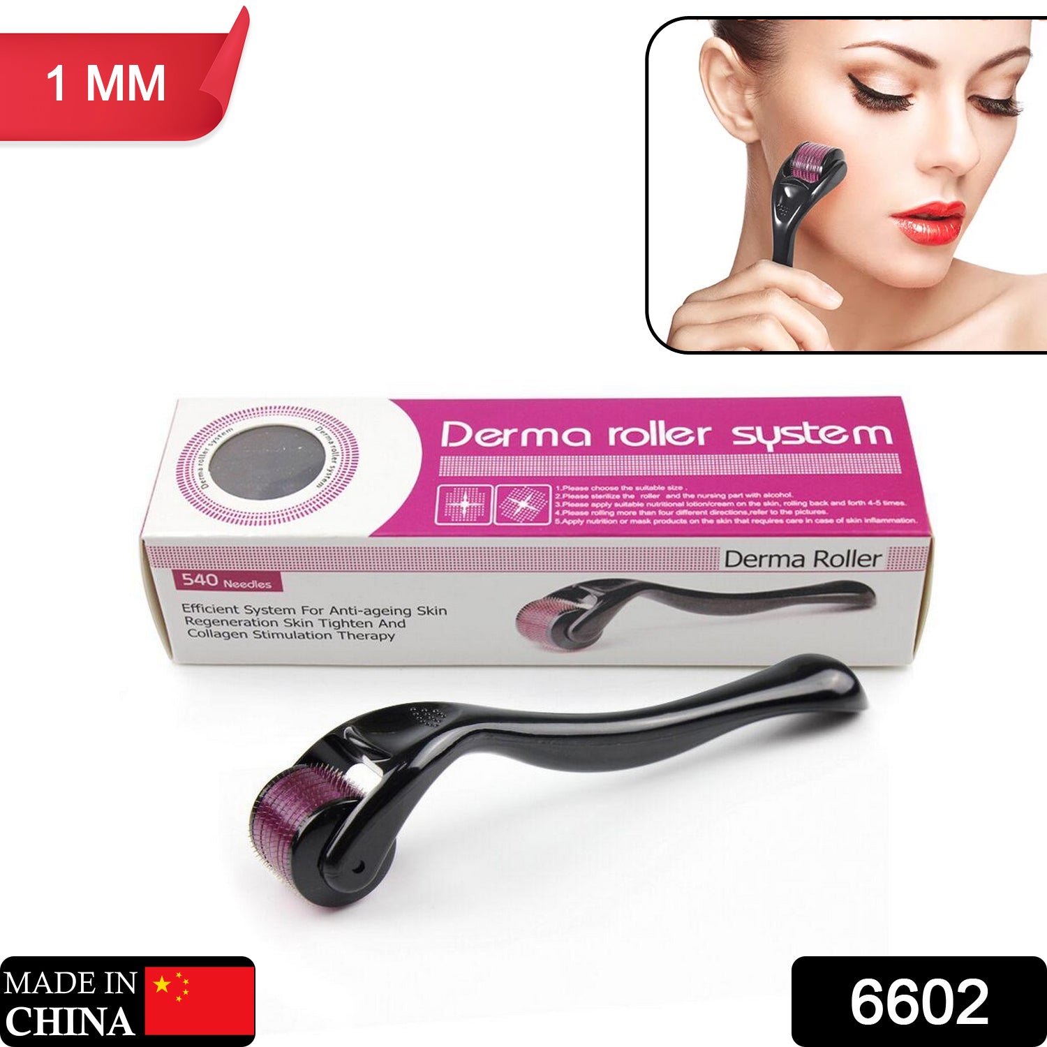 Derma Roller Anti Ageing and Facial Scrubs & Polishes Scar Removal Hair Regrowth (1mm) - Springkart 