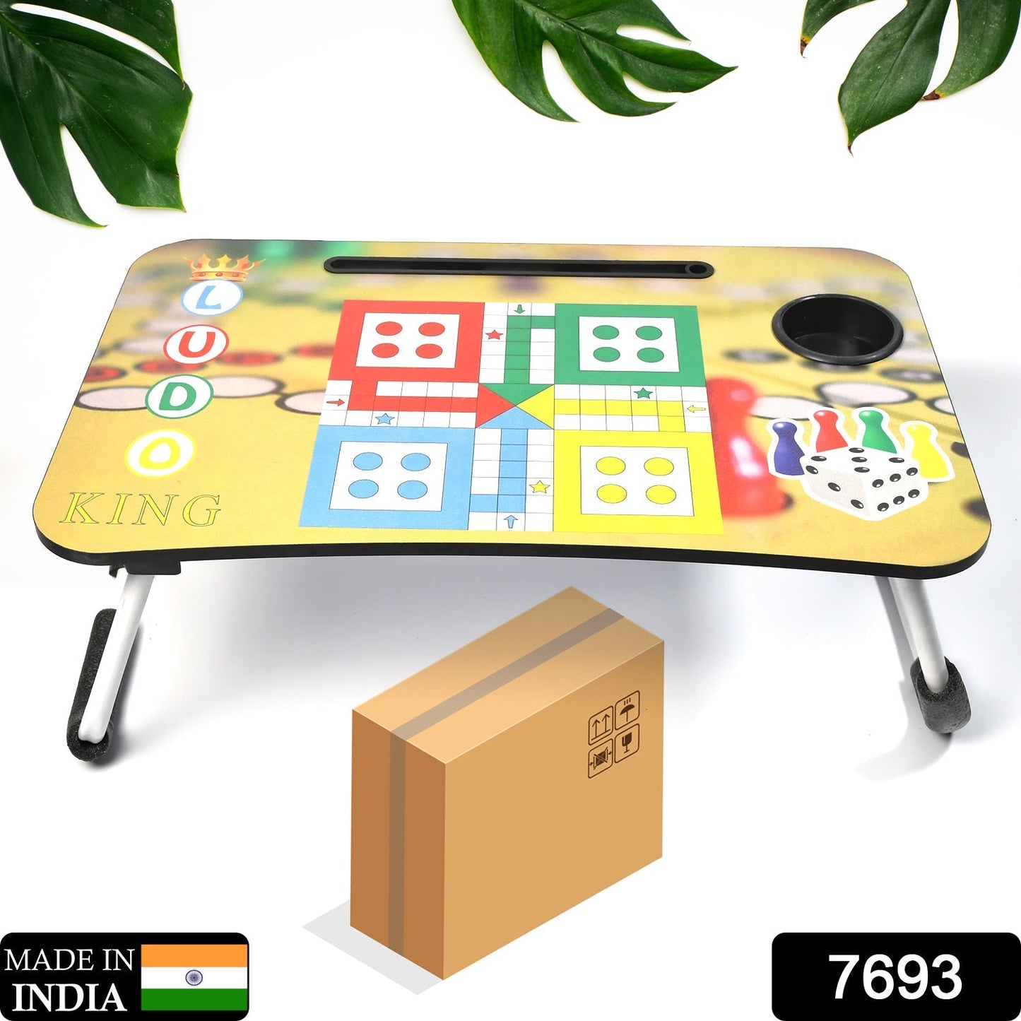 Ludo Design Foldable Bed Study Table Portable Multifunction Laptop Table Lapdesk for Children Bed Foldable Table Work Office Home with Tablet Slot & Cup Holder - Springkart 