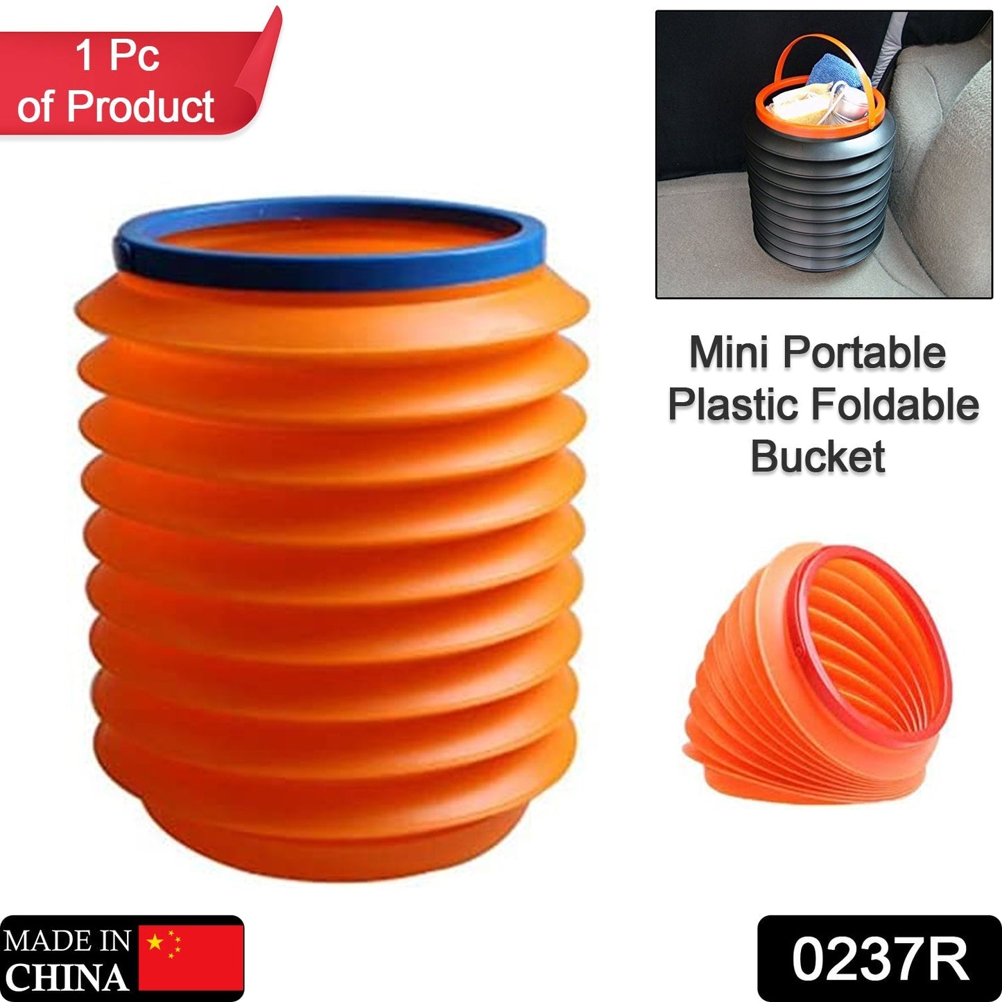 Foldable Storage Bucket, Water Container & Dustbin Multiuse Bucket For Home, Car & Kitchen Use Bucket