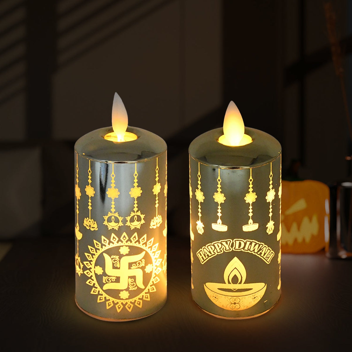 Flameless Diya Flickering Candle, Realistic Moving Flame LED Light (1 Pc / Mix Design) - Springkart 