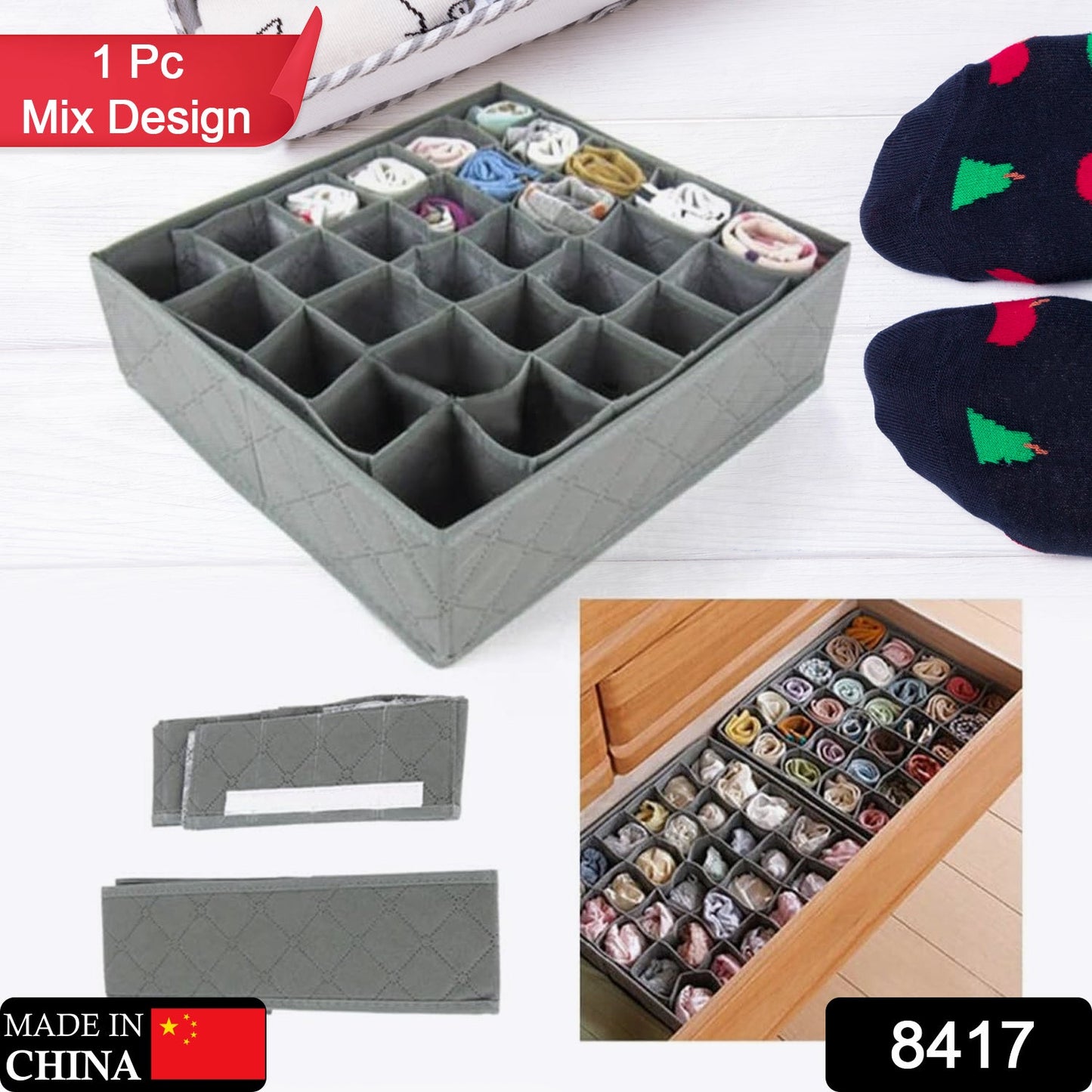 Folding Removable Tie Necktie Sock,Handkerchiefs, Ties, Belts and Underwear Storage Boxes, Easy Assemble Lightweight Folding for Home Daily Use (1 Pc Mix Design) - Springkart 
