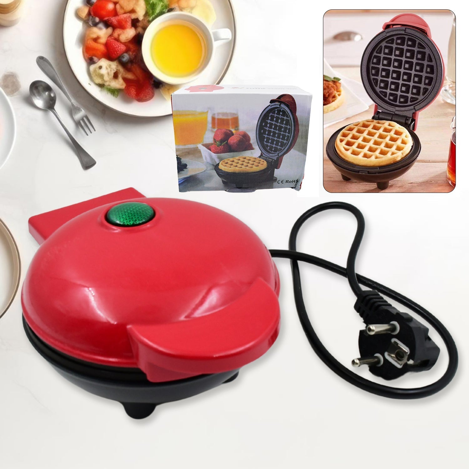 Mini Waffle Maker Machine Waffle Iron Home Appliances Kitchen Gift Easy To Clean, On-Stick Surfaces, Perfect Breakfast, Dessert, Sandwich, Cakes, Other Snacks Machine - Springkart 