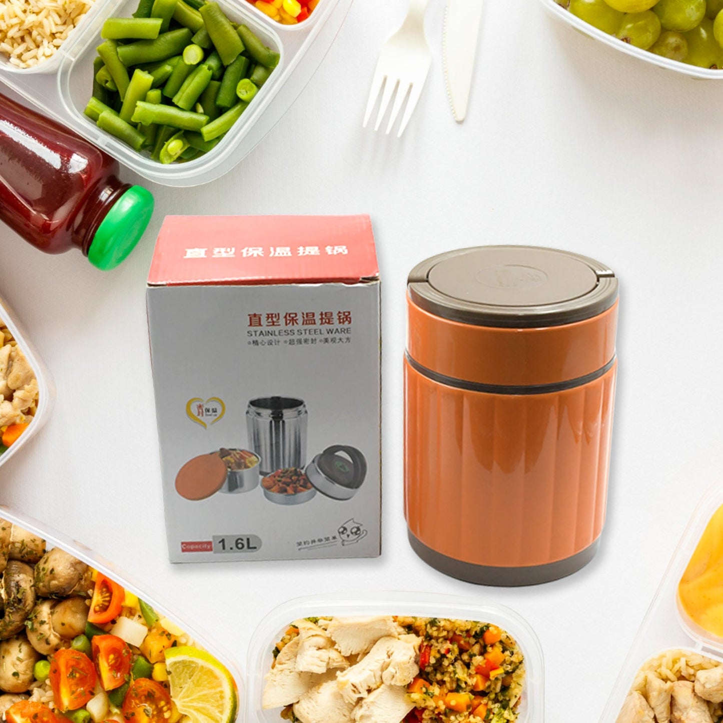 Leak-proof Thermos Flask For Hot Food, Warm Soup Cup, Vacuum Insulated Lunch Box, Food Box for Thermal Container For Food Stainless Steel - Springkart 