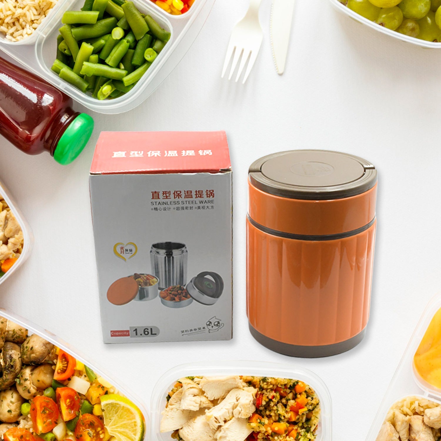 Leak-proof Thermos Flask For Hot Food, Warm Soup Cup, Vacuum Insulated Lunch Box, Food Box for Thermal Container For Food Stainless Steel - Springkart 