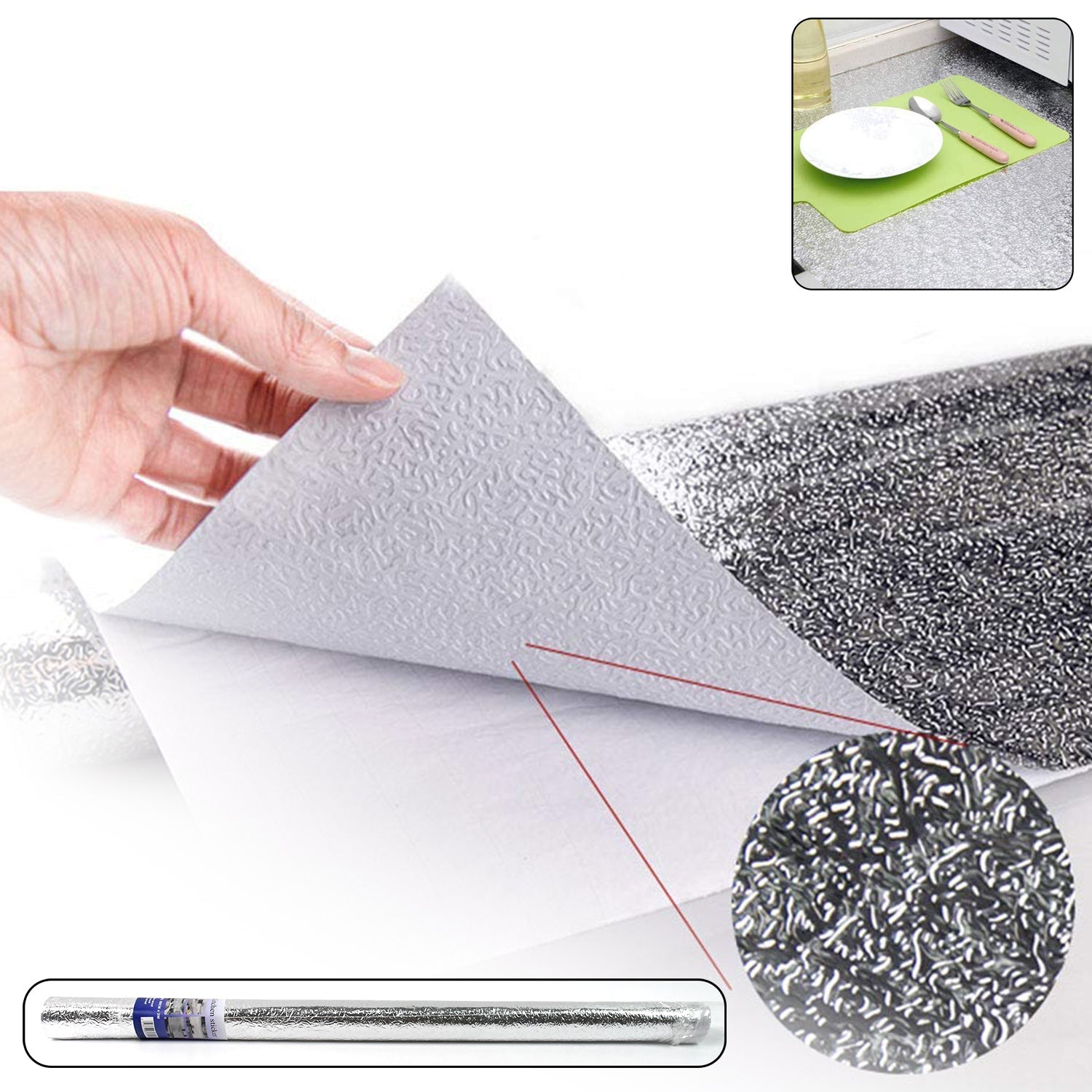 Aluminium foil for Kitchen and Aluminium Foil Paper Sticker Roll for Kitchen Wall, Drawers. (60cmx2Meter) - Springkart 