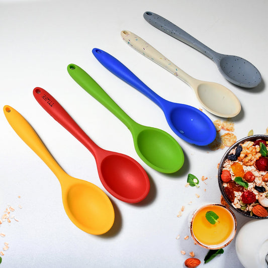 Multipurpose Silicone Spoon, Silicone Basting Spoon Non-Stick Kitchen Utensils Household Heat-Resistant Non Stick Spoons Kitchen Cookware Items For Cooking and Baking (6 Pcs Set)