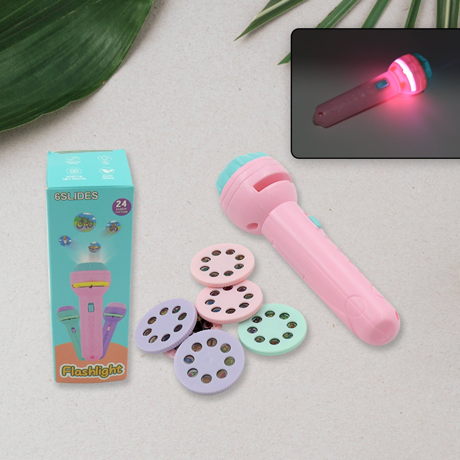 Mini Slide Projector for Kids with 6 Slide and Animated Pattern, Flashlight Torch for Kids, Projector Torch, Educational Learning Toy, Education Learning For Girls & boy - Springkart 