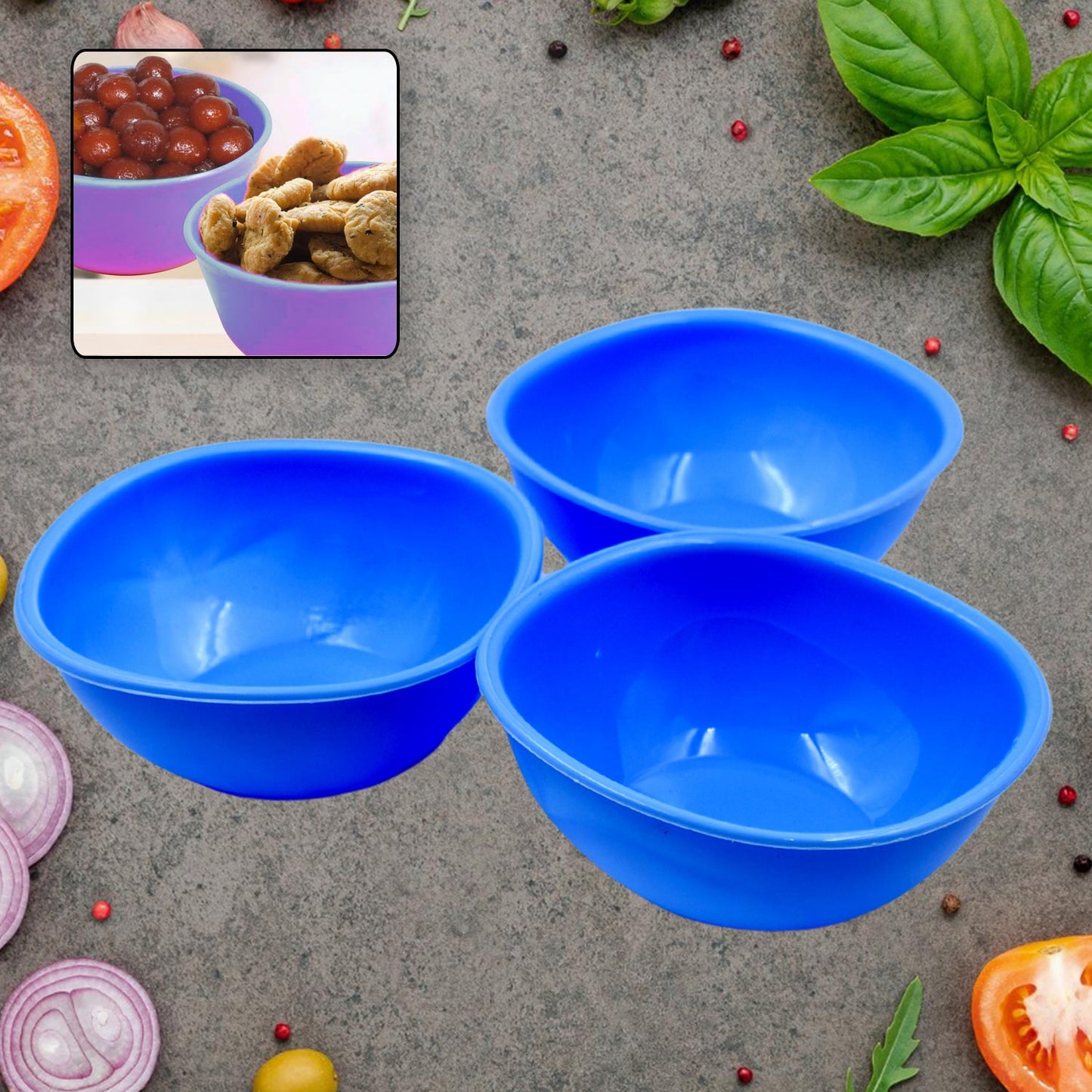 BPA Free Plastic Bowl Set for Cereal, Salad, Rice, Soup, Pasta, Snack Bowl, Microwave Safe, Dishwasher Safe (3 Pcs Set) - Springkart 