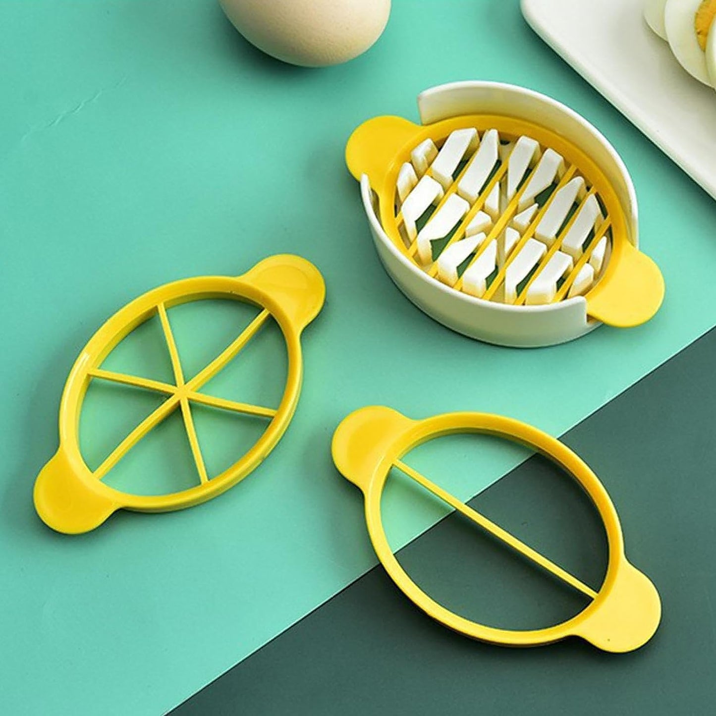 Egg Slicer, 3 in 1 Boiled Egg Slicer, Egg Slicer, Preserved Egg Slicer, Home Restaurant Kitchen Tool (2 Pc)