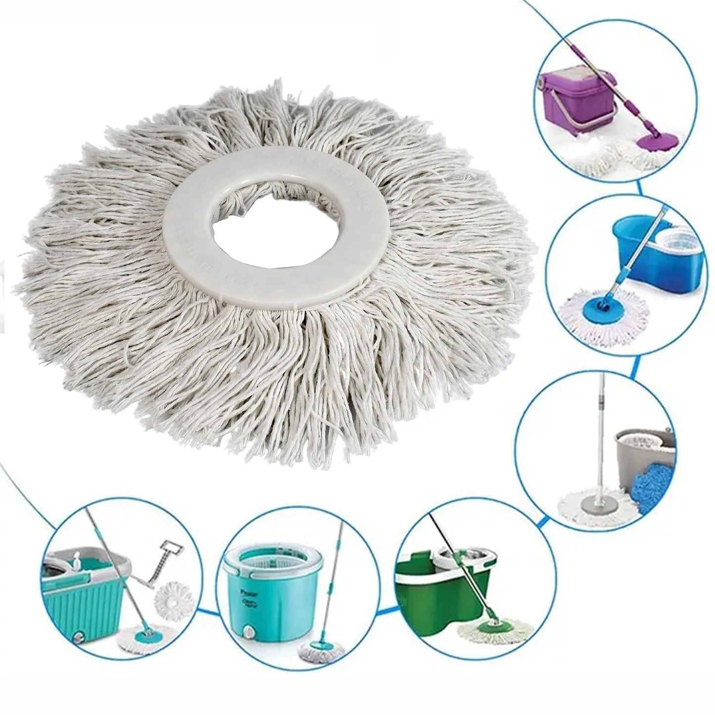 Microfiber Spin Mop Replacement Head Round Shape Standard Size Spin mop Refills For All Type Mop Use - Springkart 