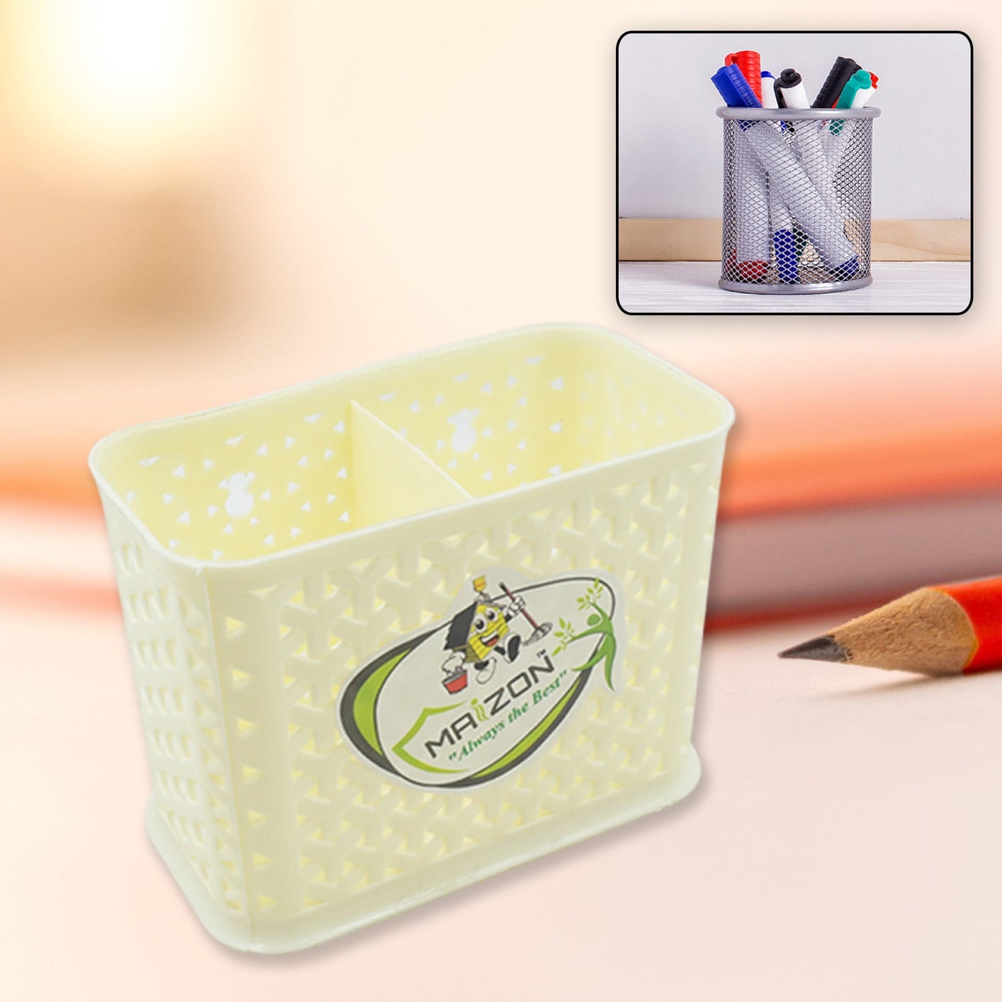 multipurpose Holder for Desk, Plastic Pen Pots Desk Organizers Pots Holder Stationary Supplies for Office, Home, School Non-slip Silicone Bottom - Springkart 