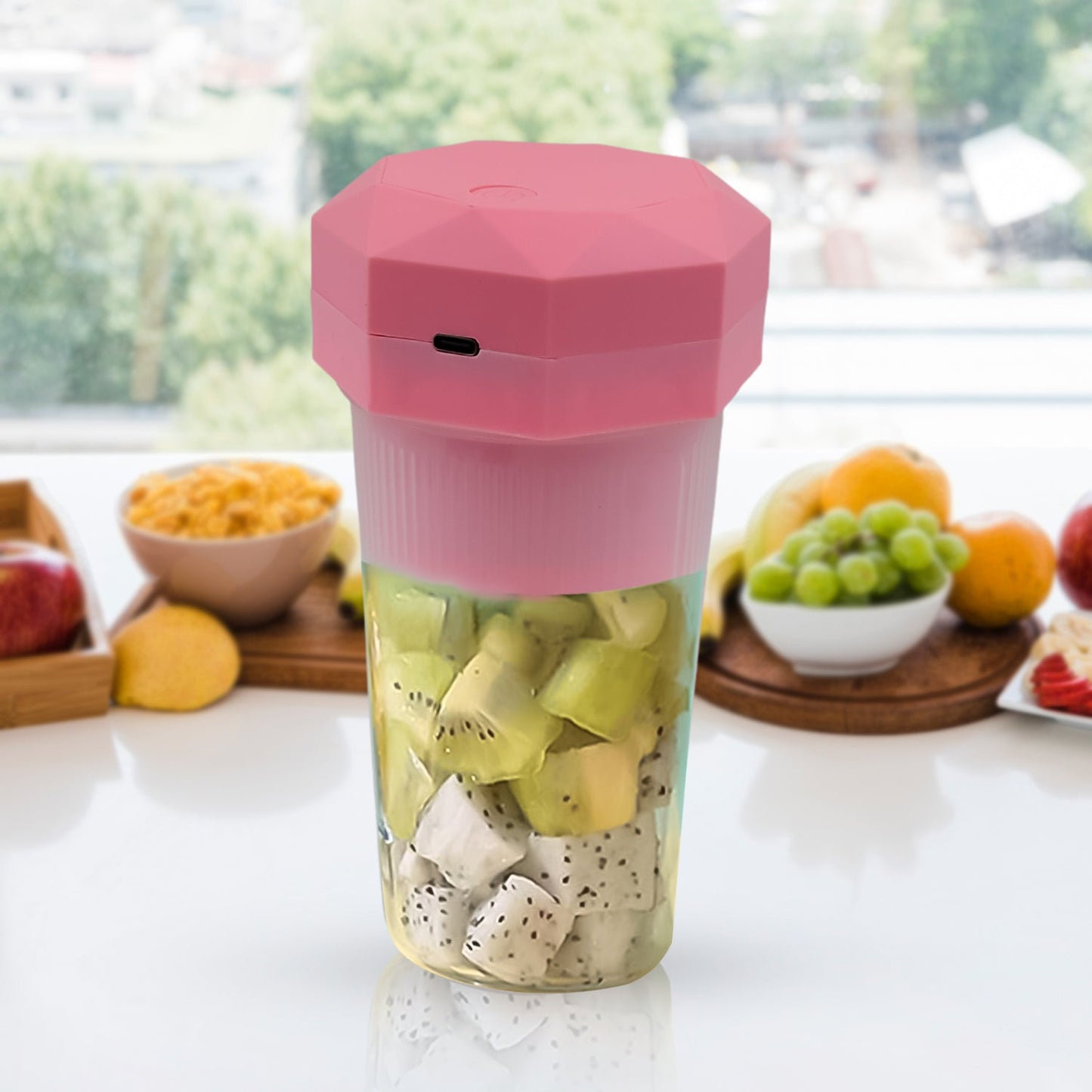 Portable Multifunctional Electric Juicer Cup, USB Juice Maker 6 blade (350 ML) - Springkart 
