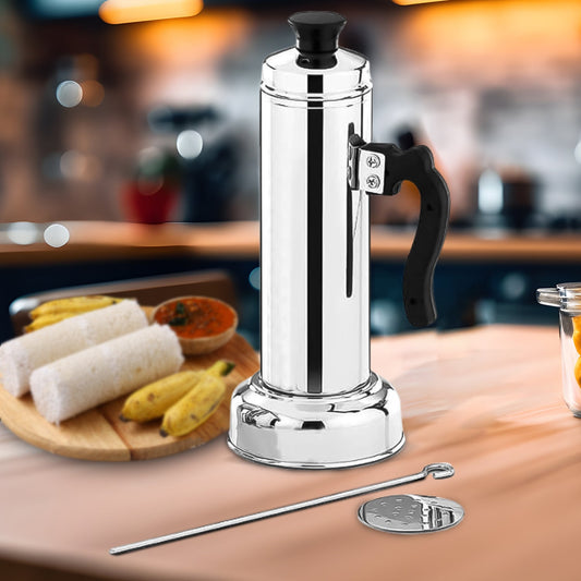 Puttu Maker Set with Steamer Plate & Pressure Cooker Top, Stainless Steel - Springkart 