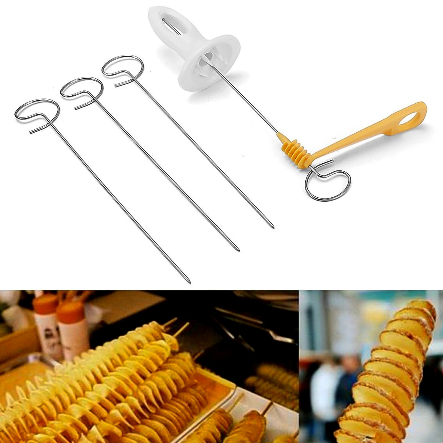 1 Set Potato Spiral Cutter, Potato Twister (4 Spits) - Springkart 