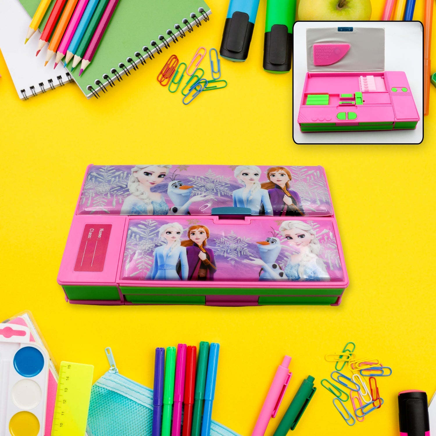 Multi Purpose Gadget Jumbo Pencil Box Compass With Calculator Jumbo 2 Side Slot Geometry Box Compass Use School , Traveling & Studio - Springkart 