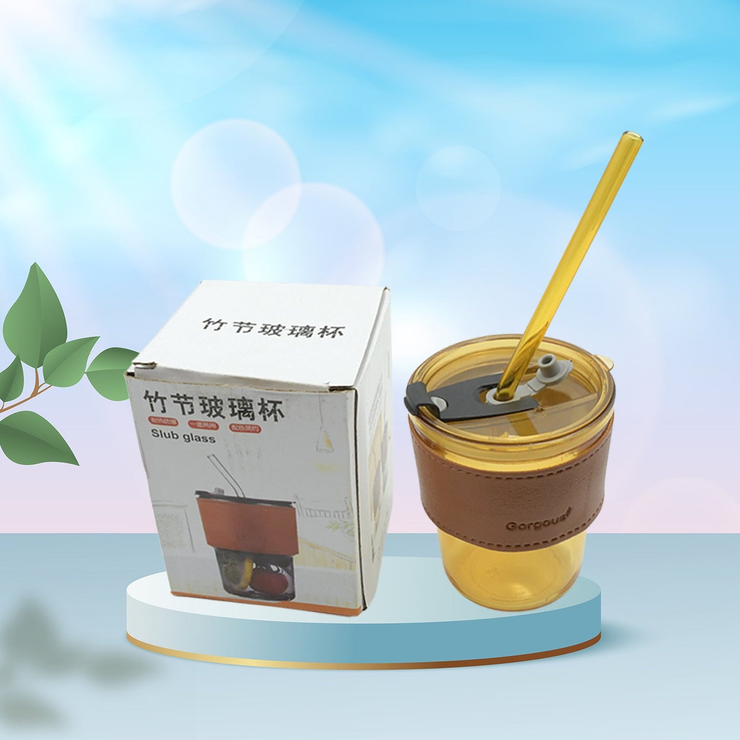 Glass Coffee Mug with Straw & Lid: Perfect for Home & Travel - Springkart 