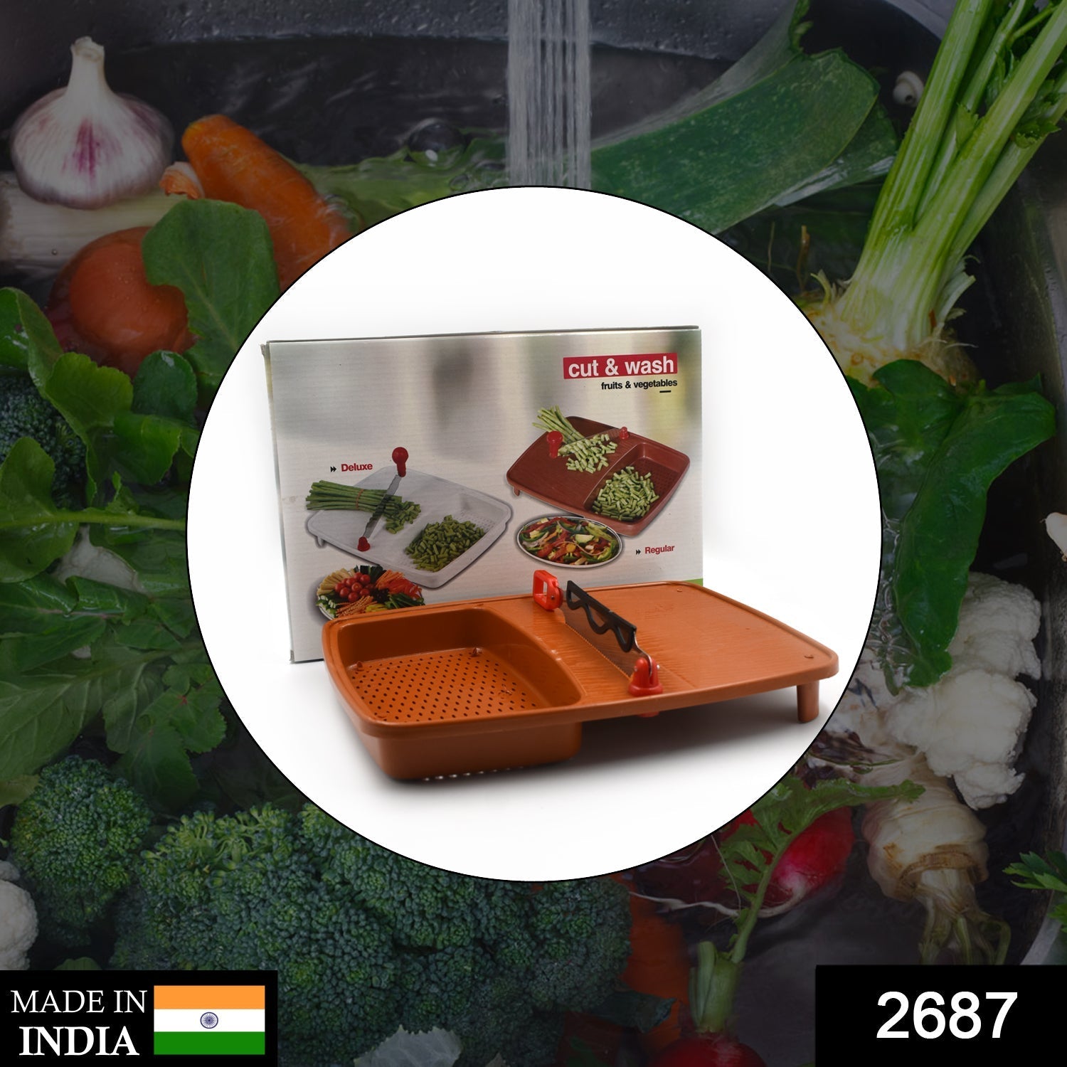 Cut N Wash Box and tray used in all kinds of household kitchen purposes for cutting and washing within of fruits and vegetables. - Springkart 