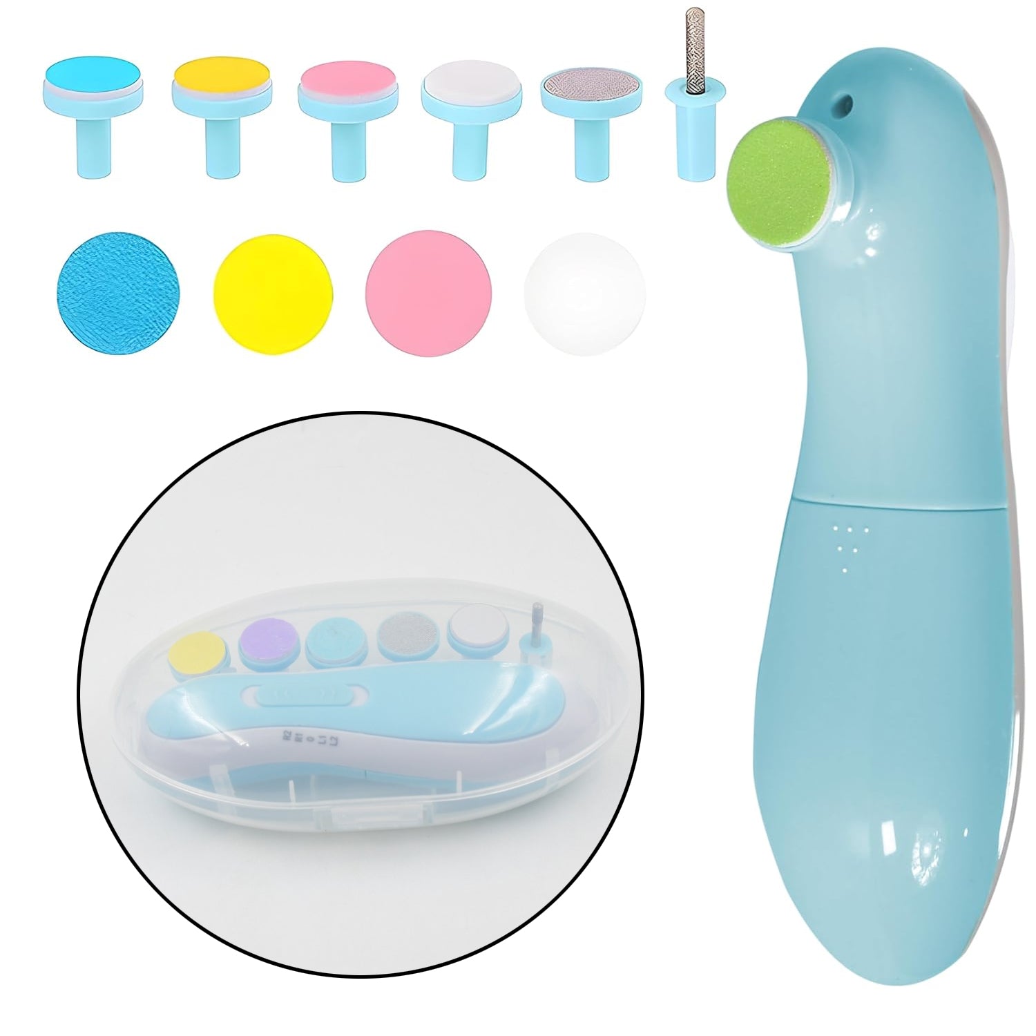 Baby Nail Trimmer / Clippers | 6 Grinding Head (Multi Color / 1 Pc / Battery not included) - Springkart 