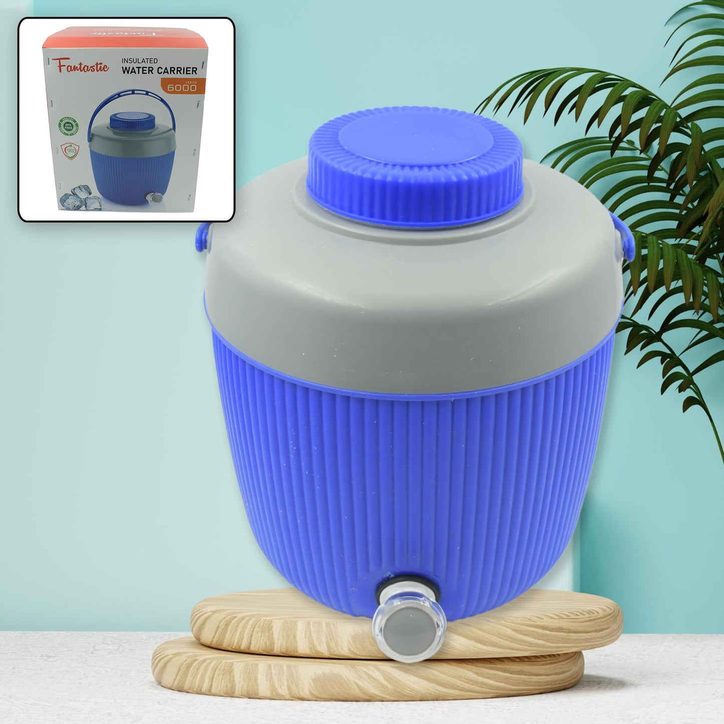Insulated Water Jug, Insulated Plastic Water Jug with a Sturdy Handle, Water Jug Camper with Tap Plastic Insulated Water Storage Cool Water Storage for Home & Travelling (6000 ML) - Springkart 