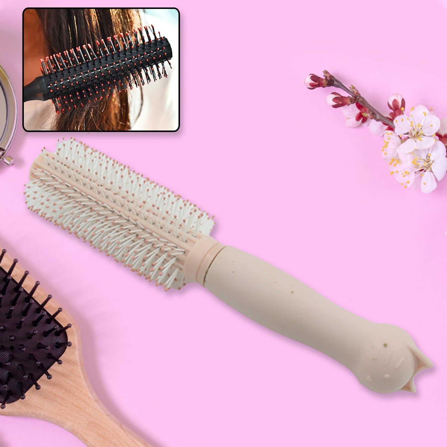 Massage Comb, Air Cushion Massage Hair Brush Ergonomic Matt Disappointment for Straight Curly Hair Cushion Curly Hair Comb for All Hair Types, Home Salon DIY Hairdressing Tool (1 Pc) - Springkart 