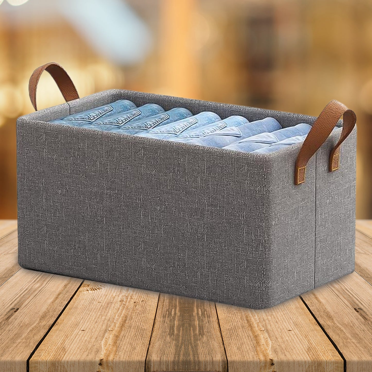 Cloth storage baskets, closet storage bins, Canvas Fabric Storage Basket for shelves, basket organizers for shelf, storage bins for clothes (48×27 Cm) - Springkart 