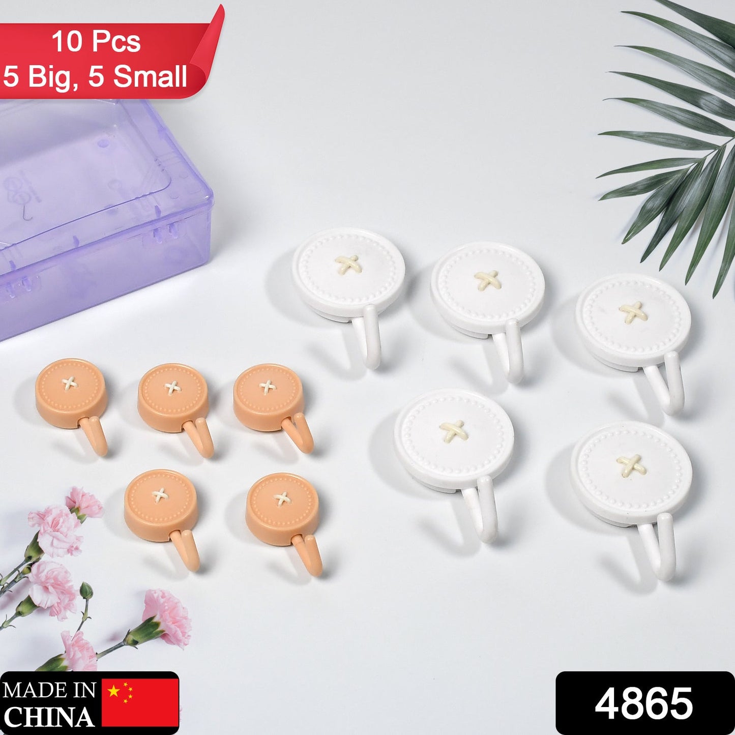 Decorative Adhesive Hook 10 Pc Box Pack For Home & Multi Use Hook Pack - Springkart 