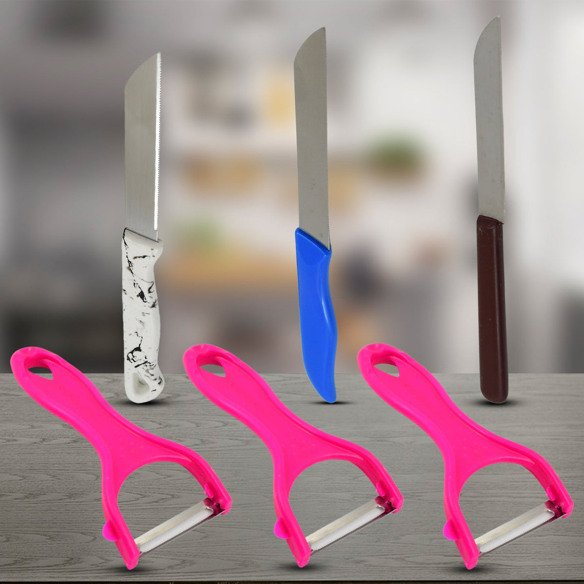 Knife and Peeler, Stainless Steel Knife & Peeler Set (2 Pc Set / Mix Design) - Springkart 