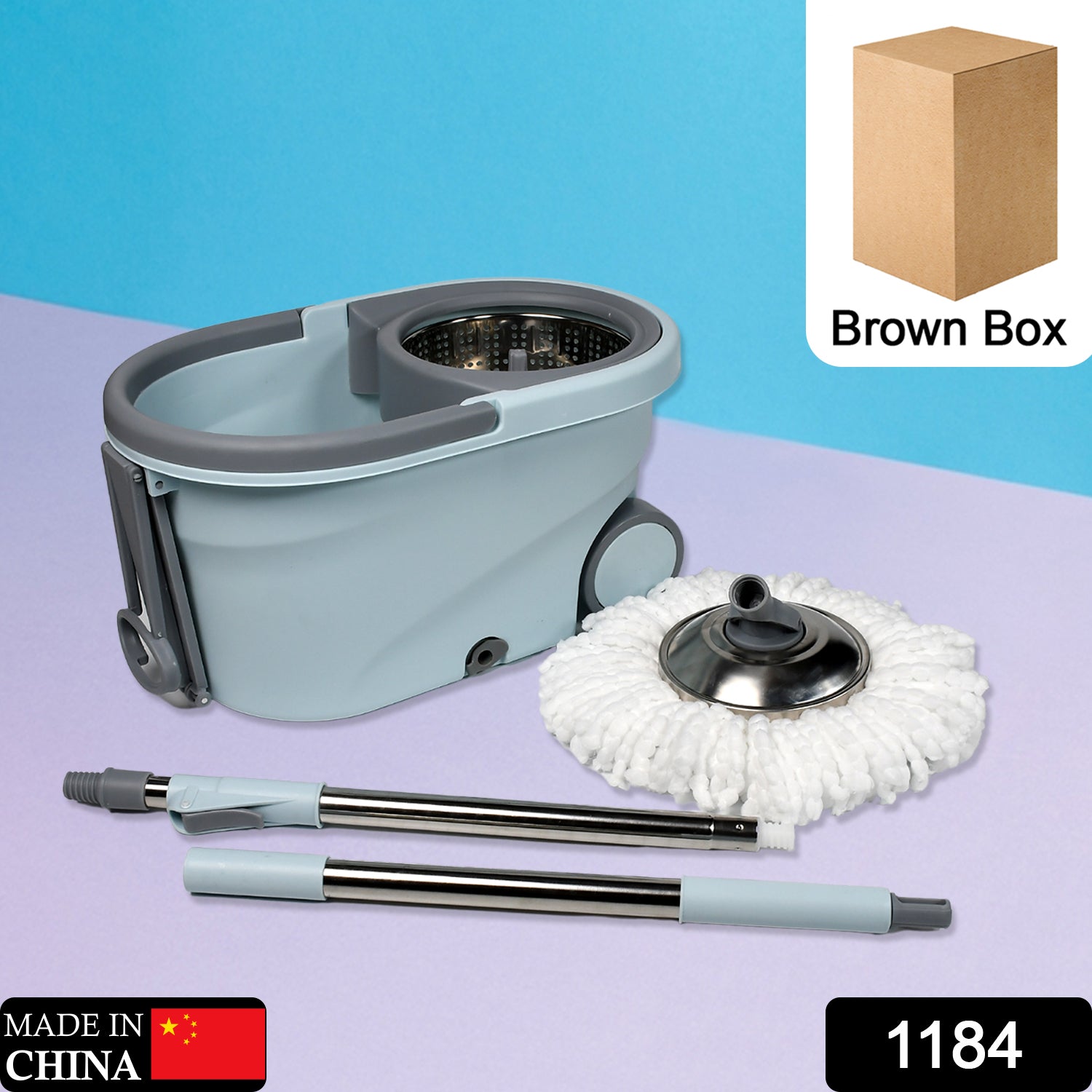 Quick Spin Mop With Steel Spin, Bucket Floor Cleaning, Easy Wheels & Big Bucket, Floor Cleaning Mop with Bucket - Springkart 