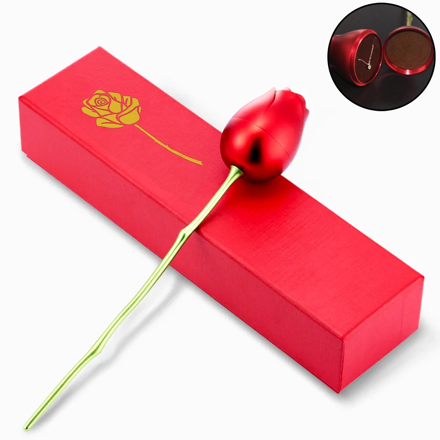 Metal Red Rose Couple Jewelry Box-Fancy Jewelry Box (1 Pc) - Springkart 