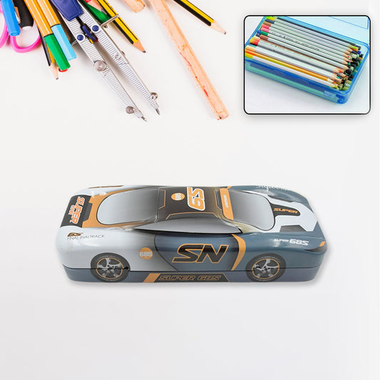 Car Shape Metal Compass Box, Pencil Case for Kids Stationery Compass Box, Stationery Gift for School Kids Compass, Pencil Box, Birthday Return Gift for Kids (1 Pc) - Springkart 