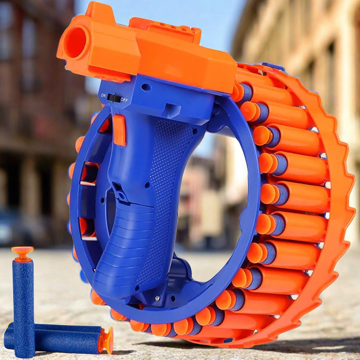 Amazing Toy Gun, Electric Gun for Children, 28 Soft Bullets for Youth Safety, Children's Electric Hand Ring Wheel Soft Bullet Gun, Gift Toys - Springkart 