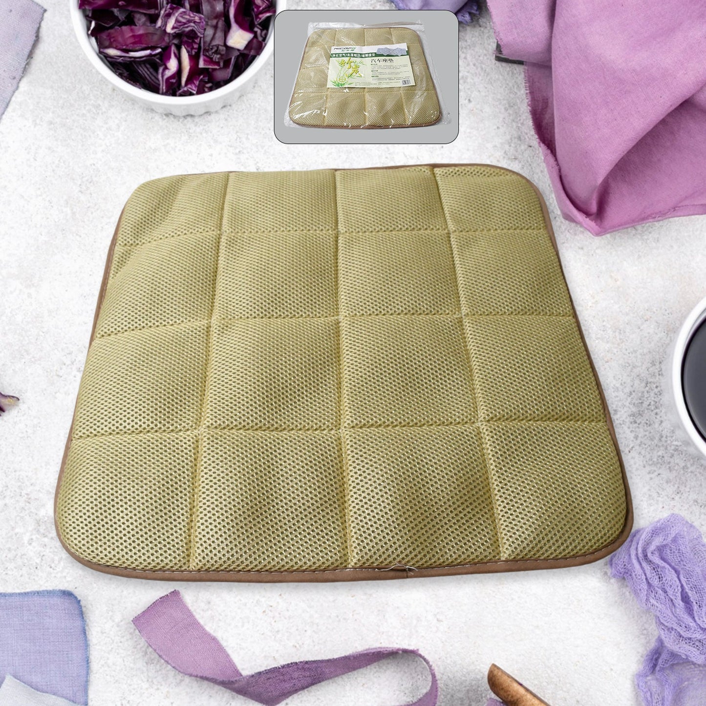 Square Shaped Bamboo Charcoal Filled Car Auto Seat Cushion Mat Cover - Springkart 