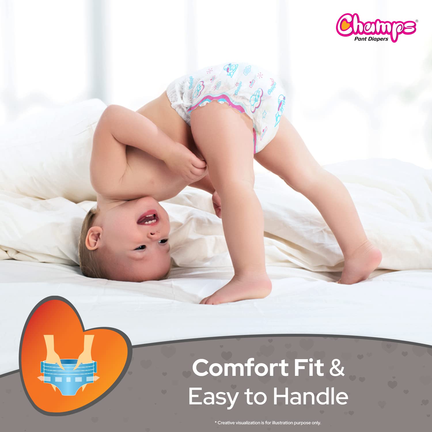 Baby Diaper High Absorbent Pant Diapers, Champs Soft and Dry Baby Diaper Pants Xl 54 Pcs (Extra Large , XL54 Pieces) - Springkart 