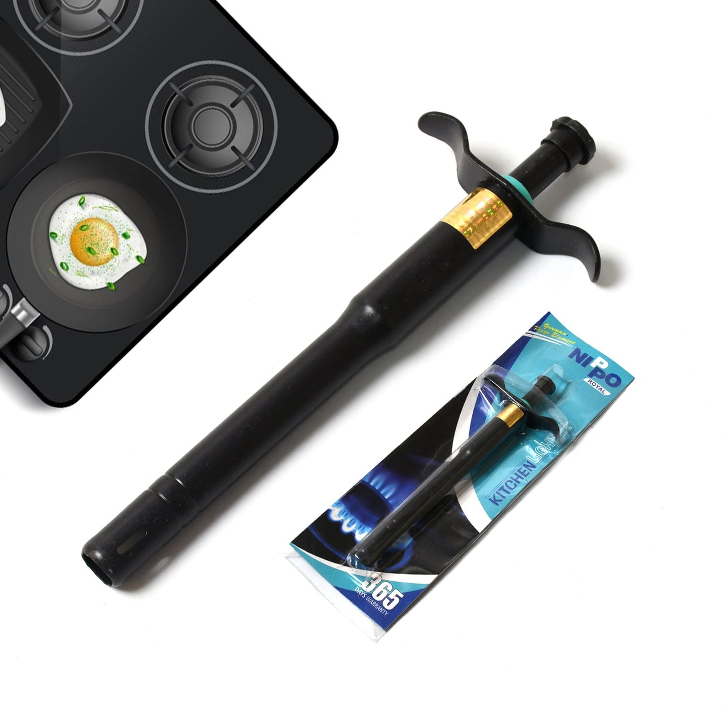 Stainless Steel Black Gas Lighter for Kitchen Gas Stove, Long Lasting, Unbreakable Lighters for Gas Stoves, Restaurants & Kitchen (1 Pc) - Springkart 