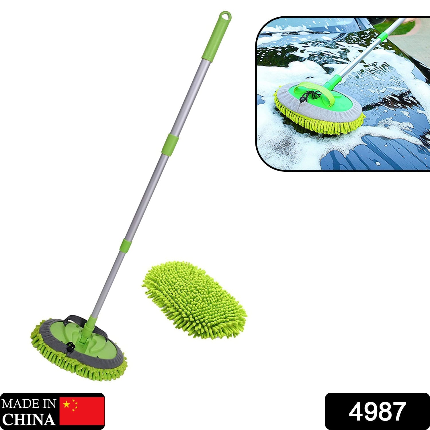 Car Duster Microfiber Flexible Duster Car Wash | Car Cleaning Accessories | Microfiber | brush | Dry / Wet Home, Kitchen, Office Cleaning Brush Extendable Handle - Springkart 