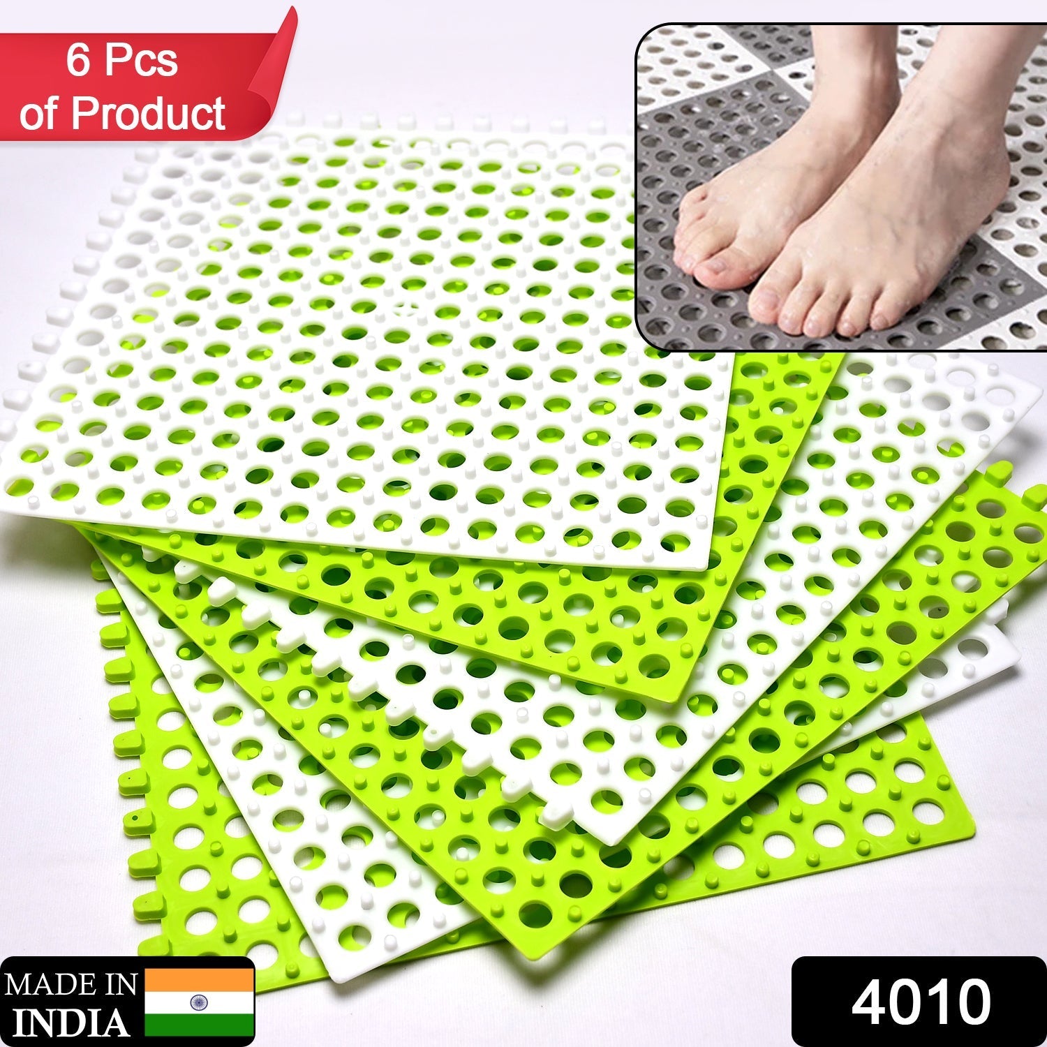Bath Anti Slip Mat Used while bathing and toilet purposes to avoid slippery floor surfaces. (Pack Of 6) - Springkart 