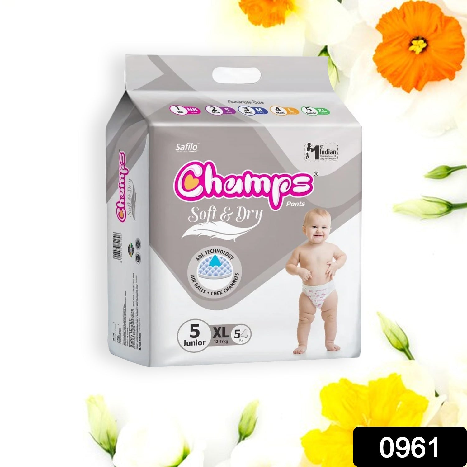 Baby Diaper High Absorbent Pant Diapers, Champs Soft and Dry Baby Diaper Pants Xl 54 Pcs (Extra Large , XL54 Pieces) - Springkart 