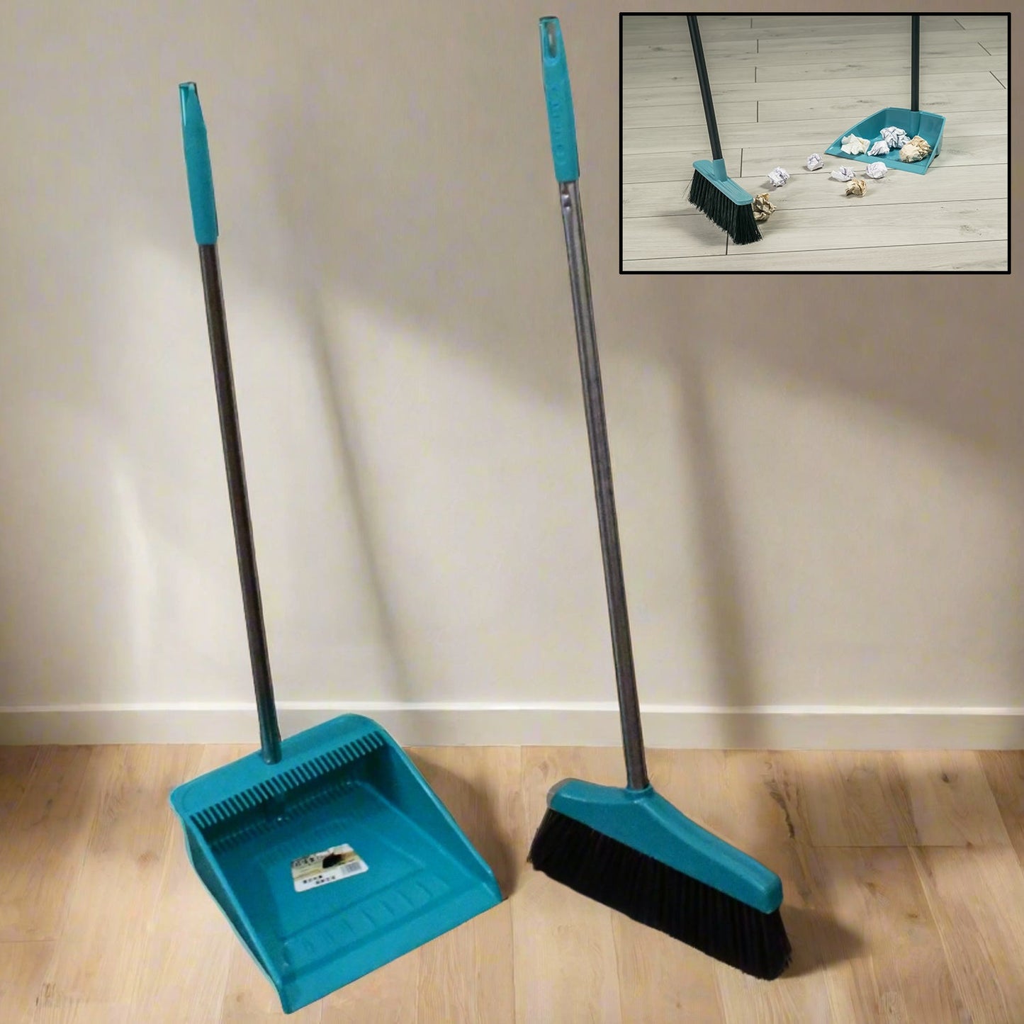 Long Handle Dustpan and Brush 2 Piece Set for Sweeping Cleaning Home Office - Springkart 